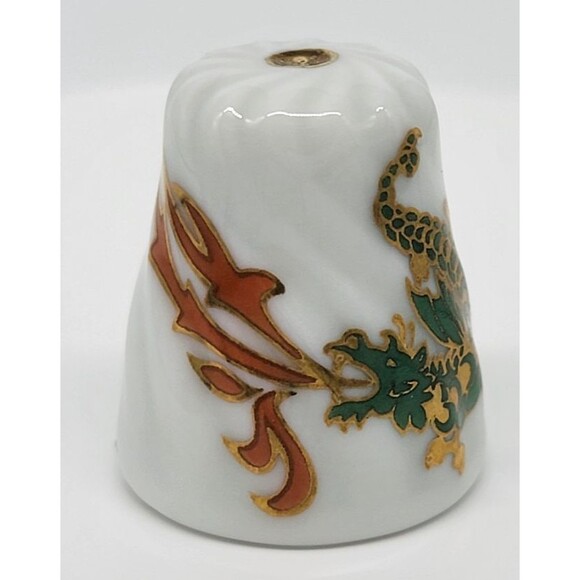 Dragon Scherzer Porcelain Thimble Gold Gilt West Germany Collectible Vintage - Picture 8 of 17